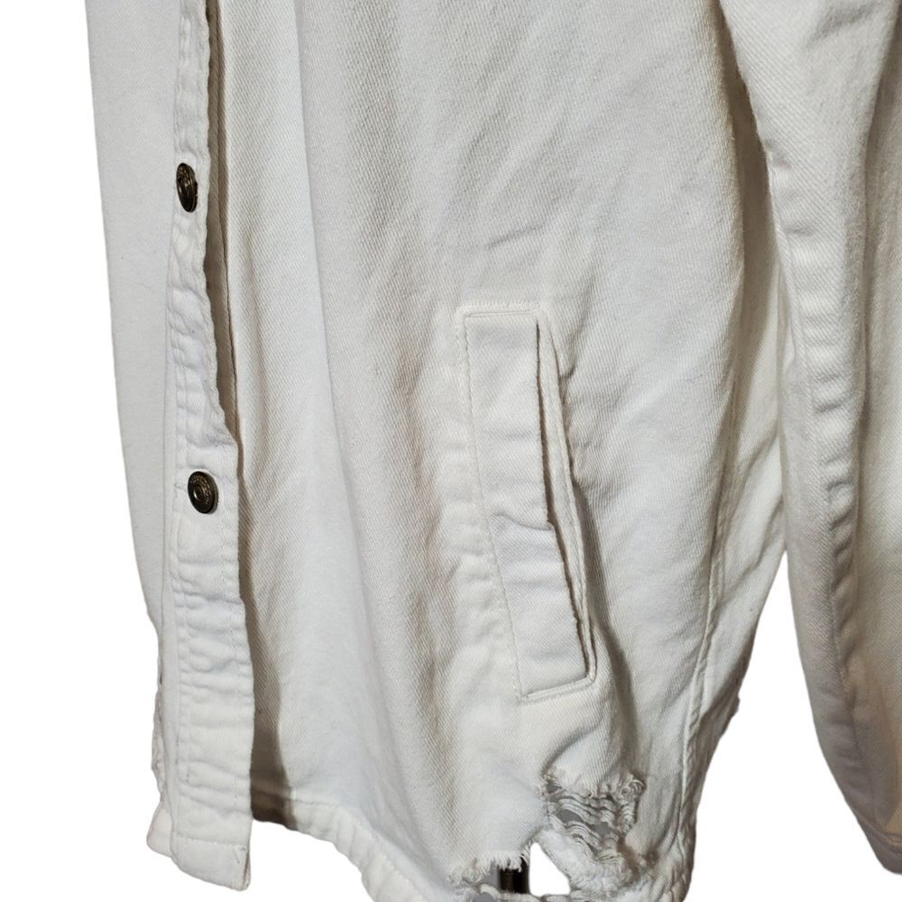 Divided White Distressed Shacket Denim Shirt Jacket Runs Large - Picture 3 of 8
